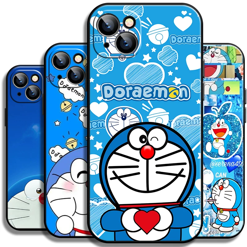 

Doraemon For Apple iPhone 13 12 11 Pro Mini X XR XS Max SE 5 6 6S 7 8 Plus Phone Case Liquid Silicon Soft Black Back