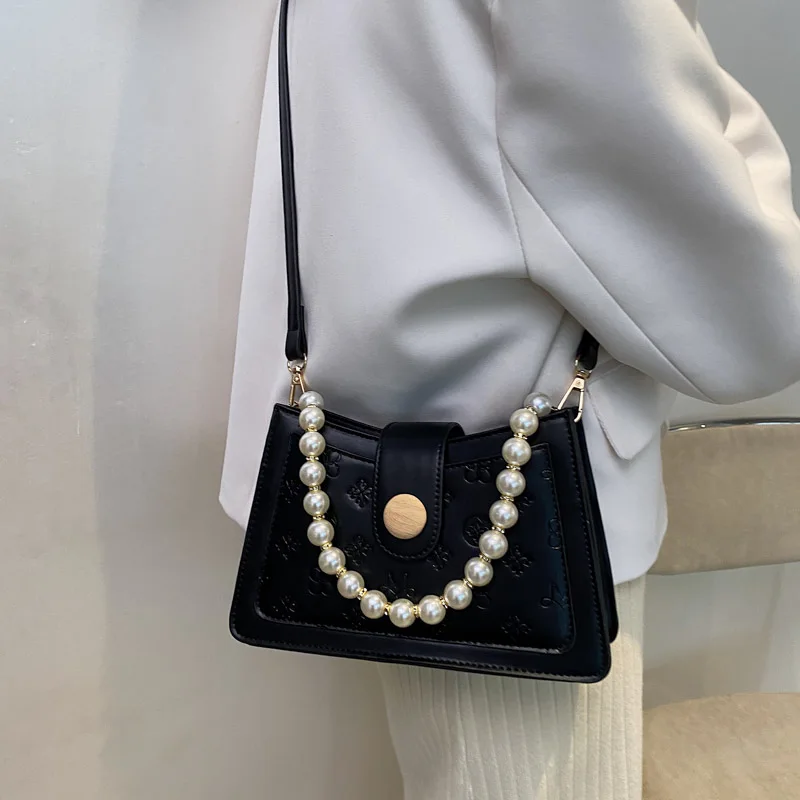 

YILIAN Women's Embossed Pearl Handbag 2022 New fashion single shoulder bag high texture cross span bag