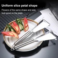 stainless steel fruit carving knife triangular shape vegetable knife slicer fruit platter chefs diy cut flowers carving blade