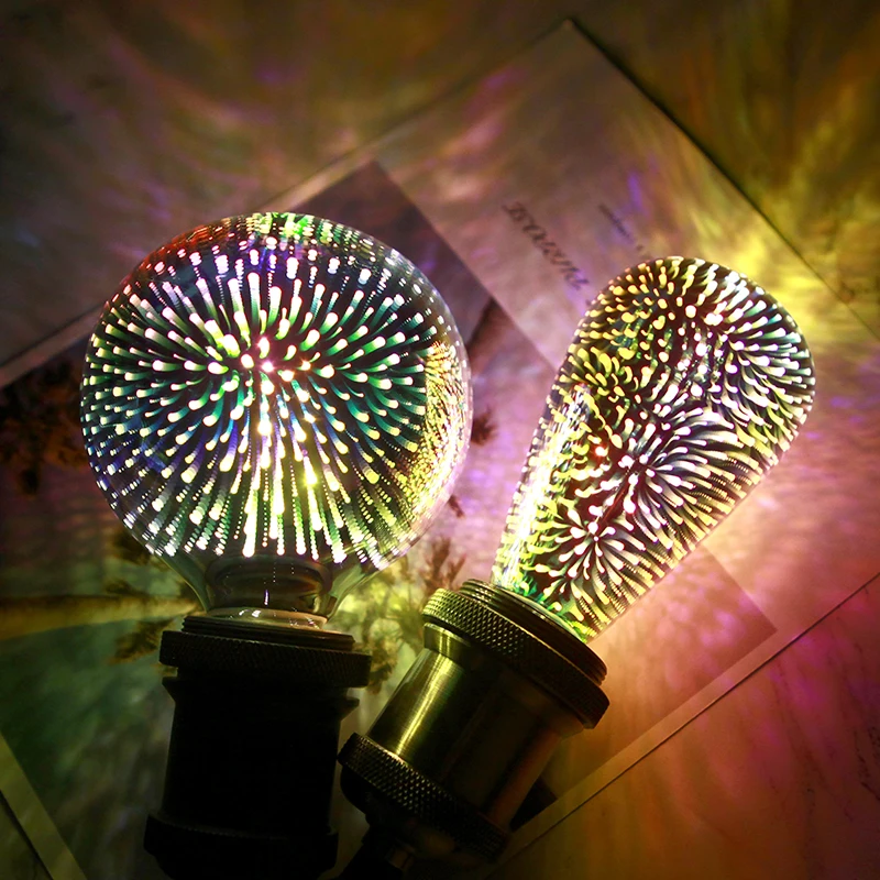 

3D Decoration LED Bulb E27 6W 85-265V Vintage Edison Light Bulb Star Fireworks Lamp Holiday Night Light Novelty Christmas Tree