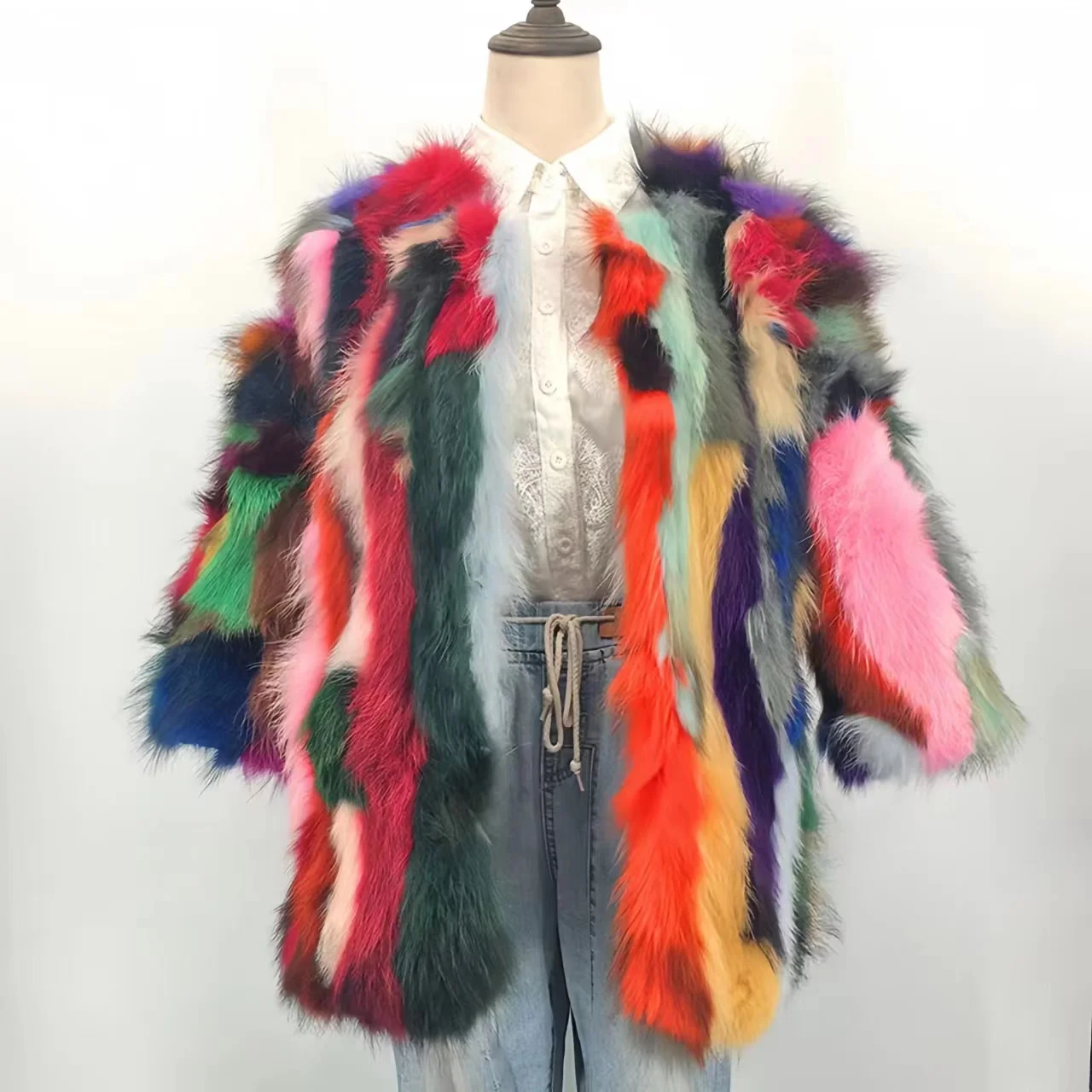 Шуба из натурального меха енота для женщин Корейская Толстая теплая куртка