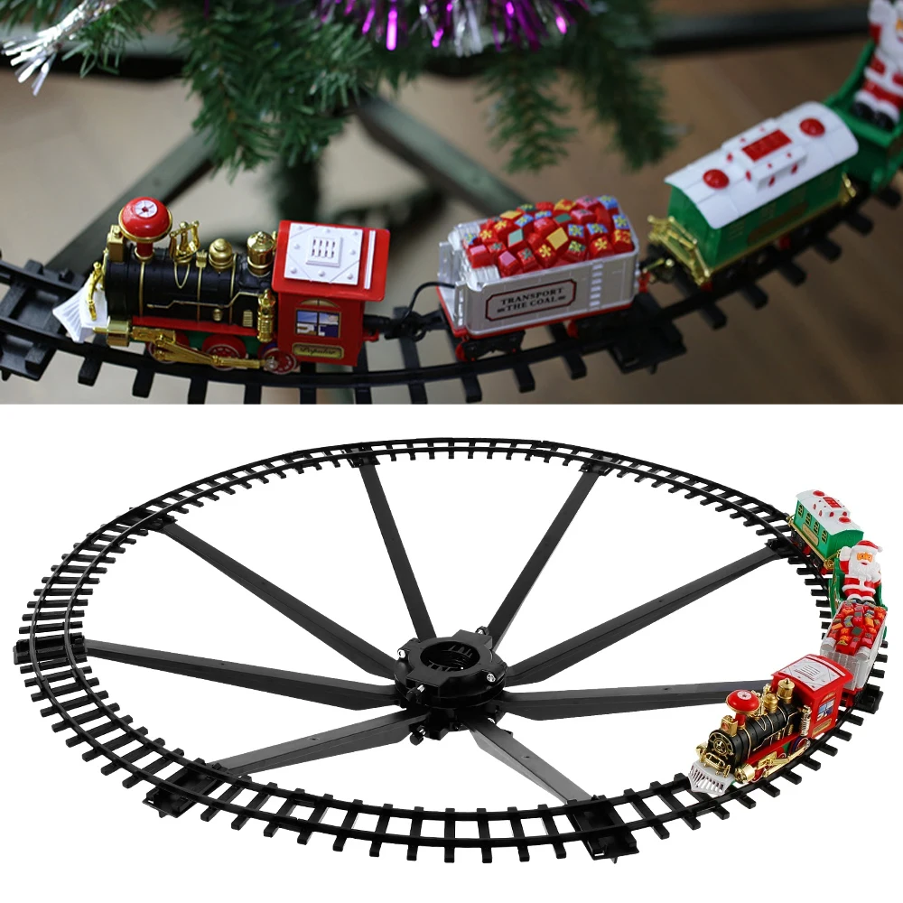 

Christmas Electric Rail Car Train Toy Children'S Railway Train Set Racing Road Assembly Transportation Building Blocks Xmas Gift