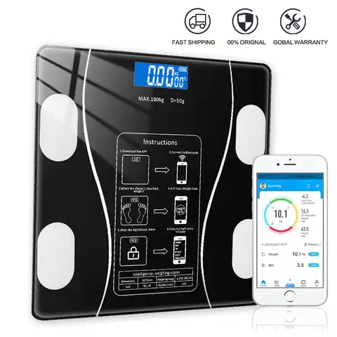 Беспроводные напольные весы для ванной комнаты с Bluetooth, Умные Электронные цифровые весы, анализатор состава тела, приложение для смартфона