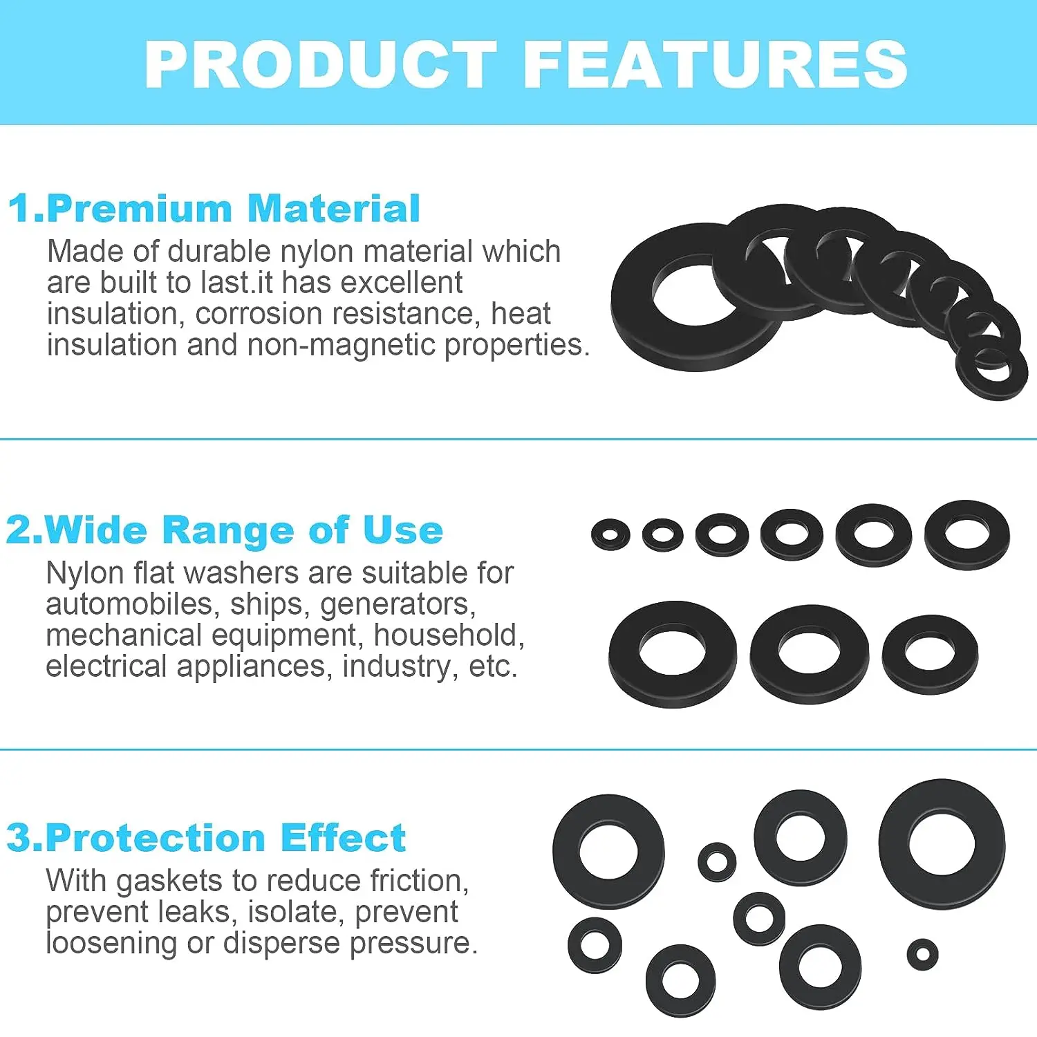 250/300 Шт. Нейлоновые Шайбы Пластиковые Изоляционные Прокладки Размеры M2-M8