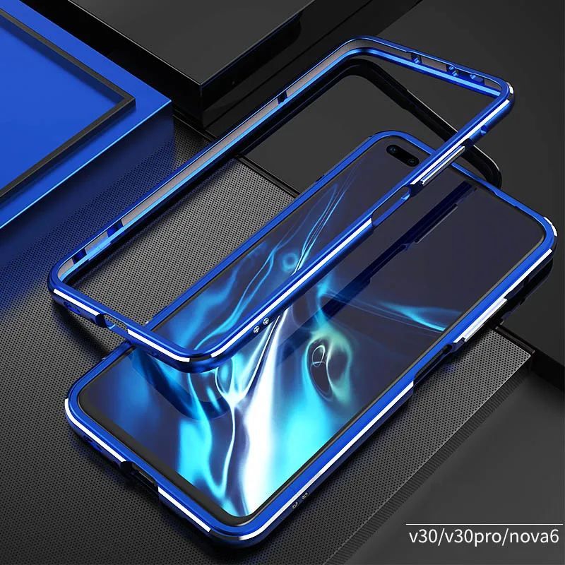 

Hot Aluminum Metal Bumper Case For Honor V30 V 30 Pro Huawei Nova 6 Slim Border Cover CASE Lens Carmera+Frame Protector