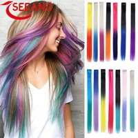 seeano synthetic clip on hair extension straight hair solid color gradient color color hairpin chemical fiber wig 2022 new