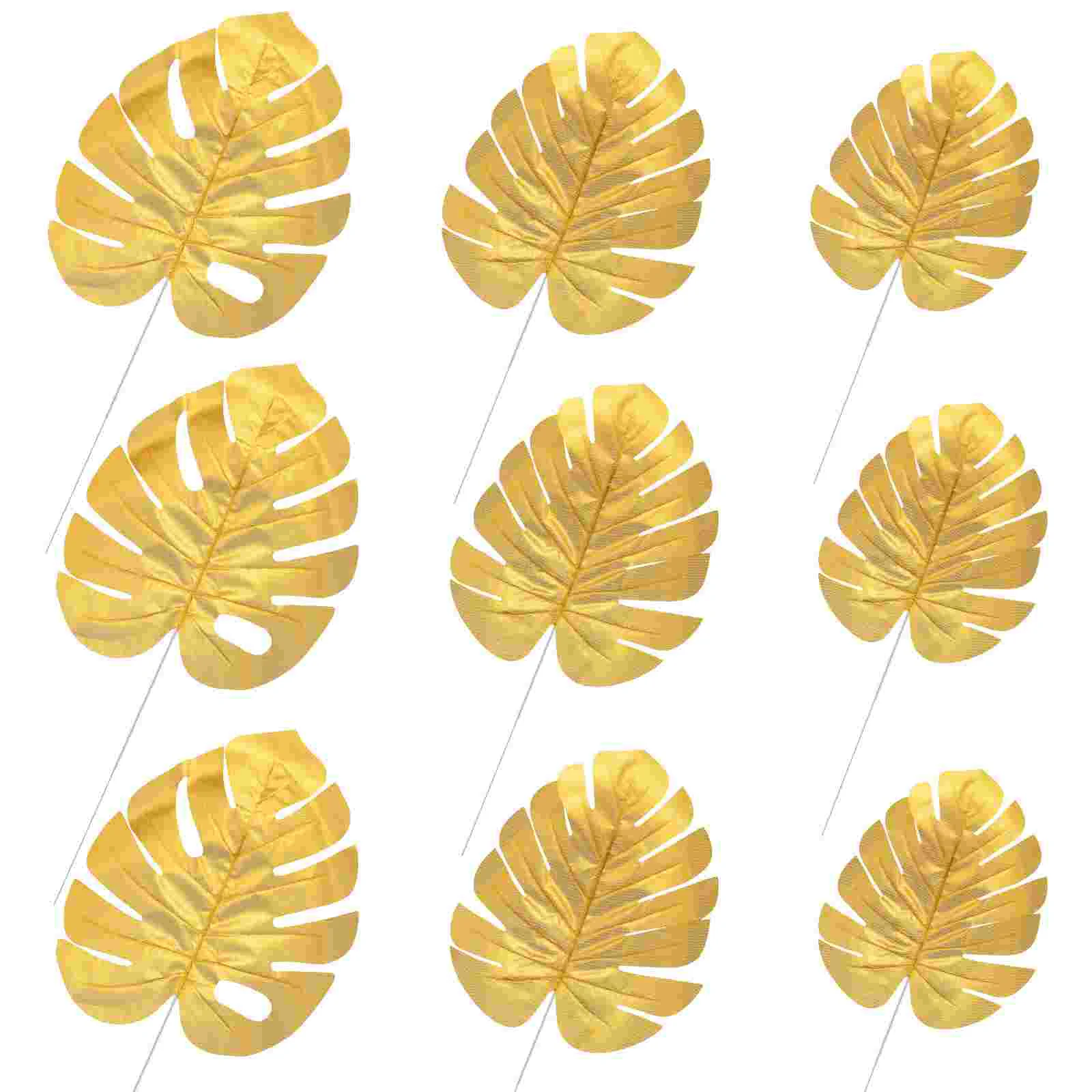 

Leaves Palm Gold Leaf Artificial Dried Decorations Golden Table Runner Desktop Monstera Ornament Decor