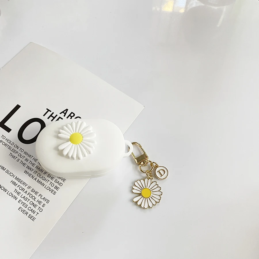 Модный чехол с цветами Daisy для AMOI F9-5.1 Красивый силиконовый чехол для наушников с карабином.