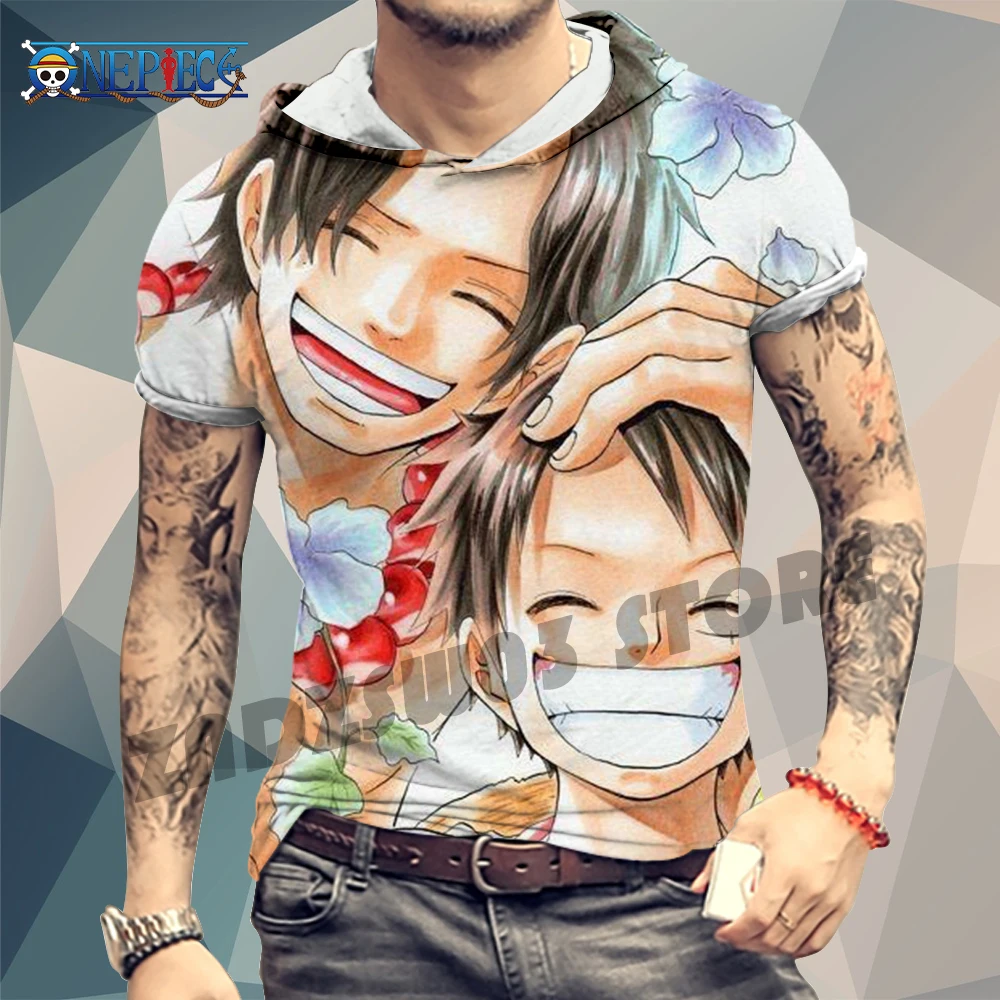 

Men's T-shirts Clothing Trend T-shirt High Street Anime 3D Print Hood Hoodie Top Fashion European Size One Piece Luffy Zoro Thin