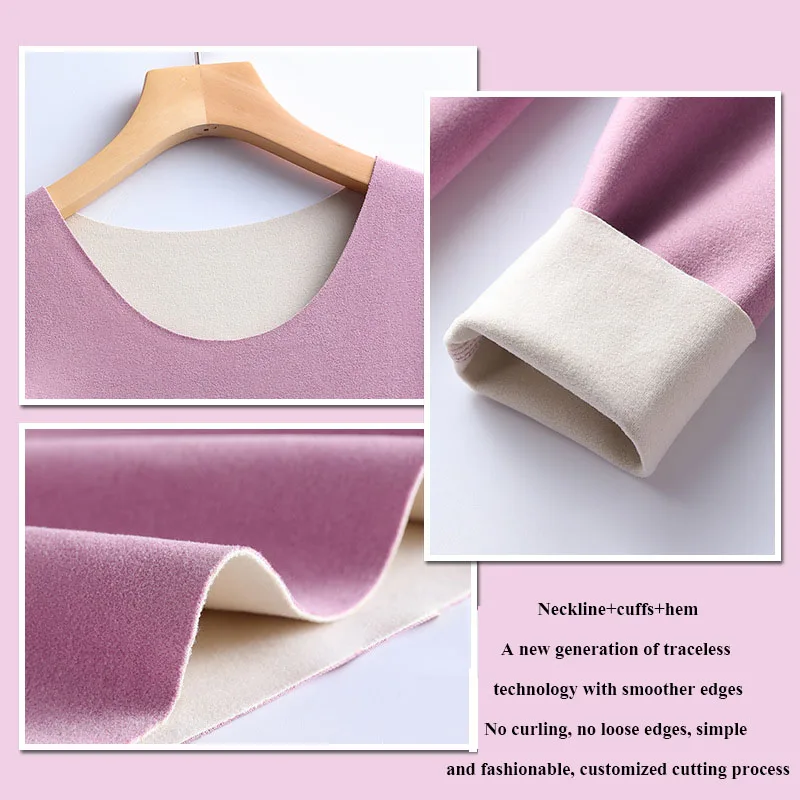 Women Thermal Underwear Women Autumn And Winter Seamless Thermal Suit, Double-Sided Velvet, Solid Color, Slim And Thickened
