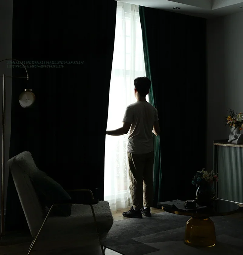 Роскошные зеленые бархатные ретро-шторы для гостиной столовой спальни