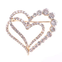 high quality crystal rhinestones hollow out heart brooch pins for women couple wedding party decor jewelry valentines day gift