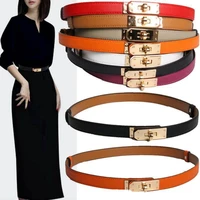2022 new luxury designer brand high quality women real leather kelly belts golden lock buckle dress jeans sweater waistband belt