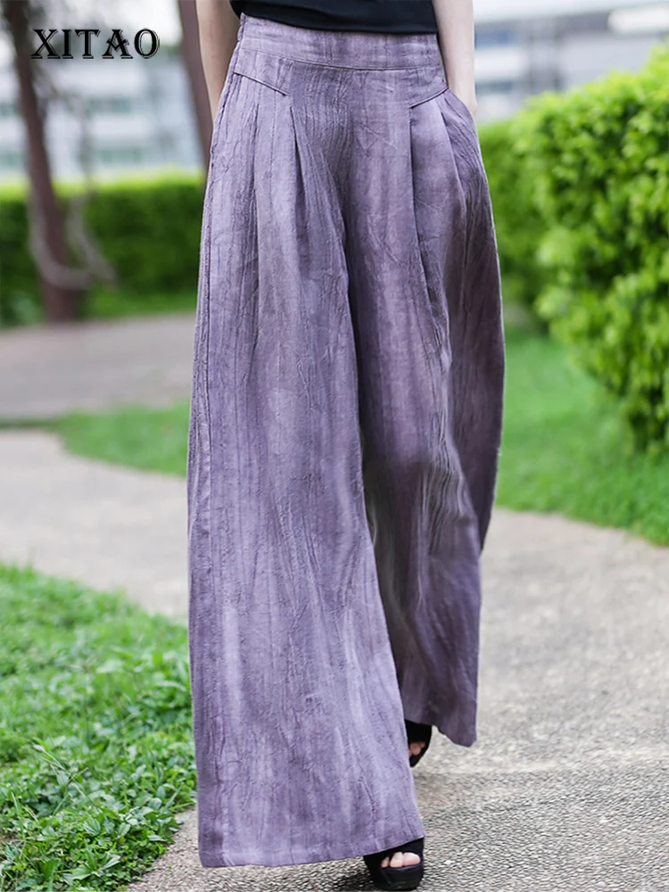 

XITAO Solid Casual Pants Women Korea 2023 Summer New Arrival Personality Fashion Loose All Match Wide Leg Pants WLD11426