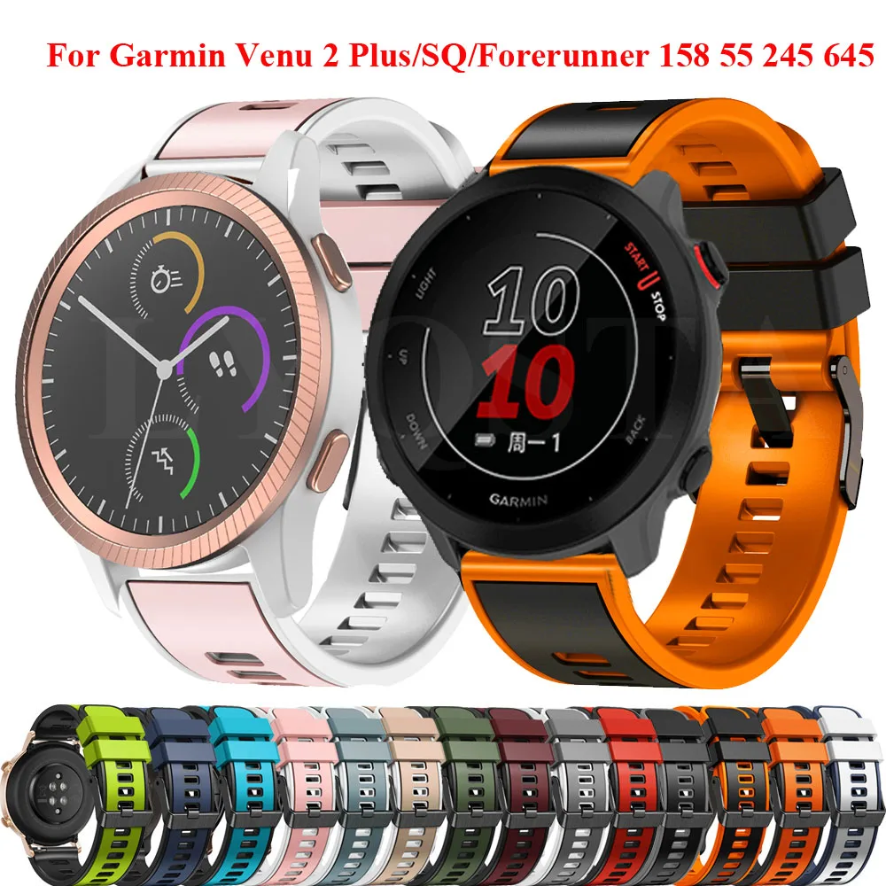 

Ремешок силиконовый 18/20/22 мм для Garmin Vivoactive 3 4 4S CAME 2 2S plus SQ 2 Forerunner 158 55 645 245 255