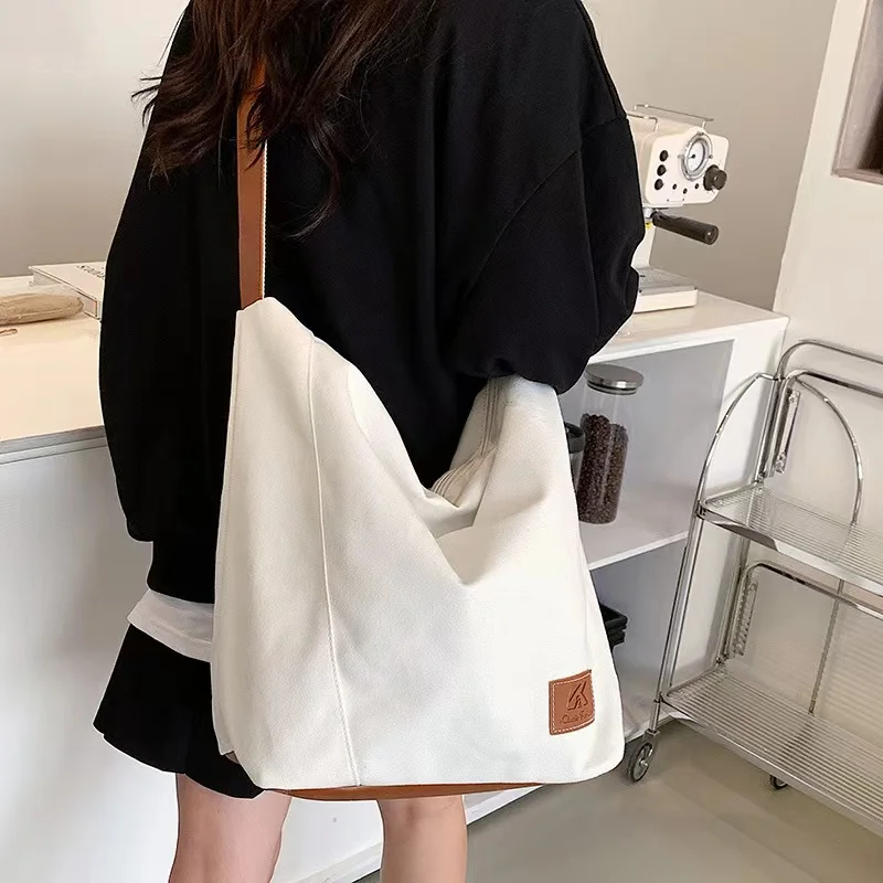 

New Korean Style Simple Women's Bag Casual Literary Tote Bag Student Large-capacity Canvas Bag Messenger Bag