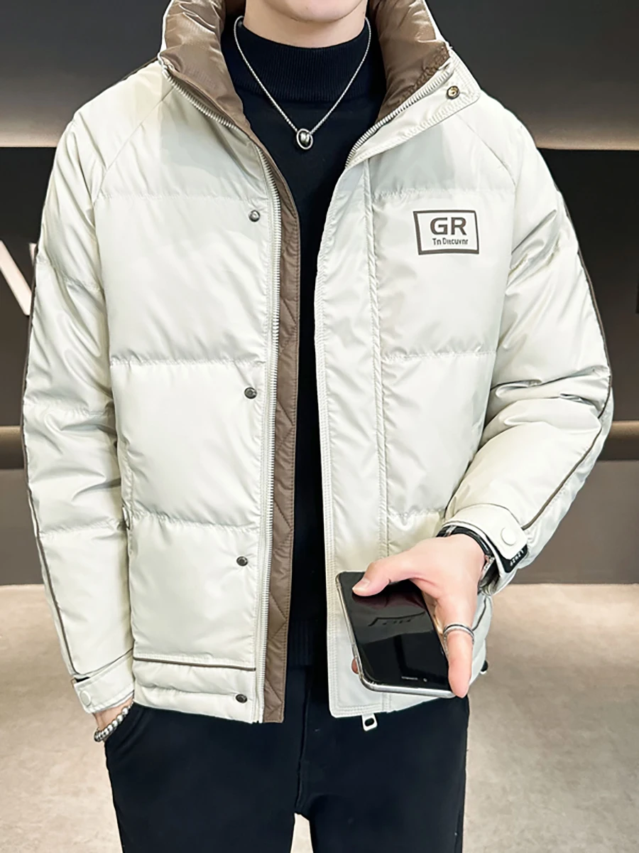 Мужской пуховик 2024 новинка зимы короткая повседневная толстая теплая гагачьего