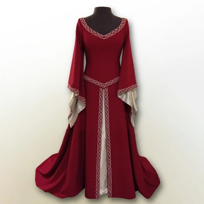 

Women's 18th Century Mid-Century Costume Modern Long Dress Female Cosplay European Party Traditional Vintage Dress 6 Colors