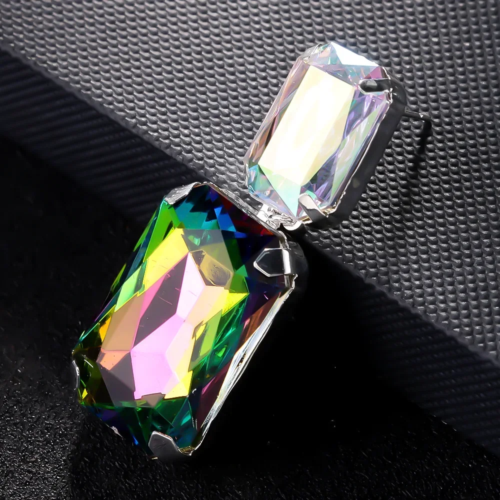 Блестящие прямоугольные серьги-капли со стразами AB для женщин преувеличенные