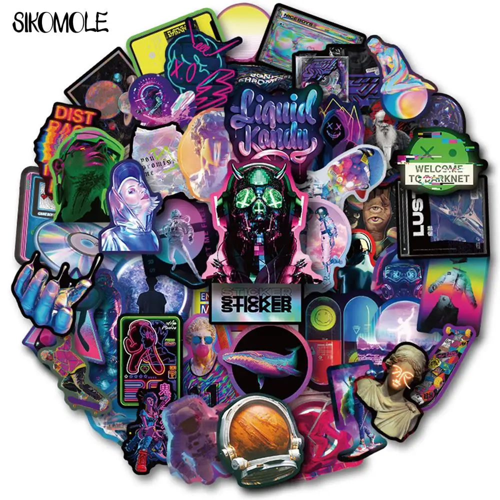 10/30/50PCS Laser Graffiti Sticker Holographic Colorful Punk For Pegatinas Skateboard Decal Luggage Kawaii Stickers Kids Toy F5 - купить по