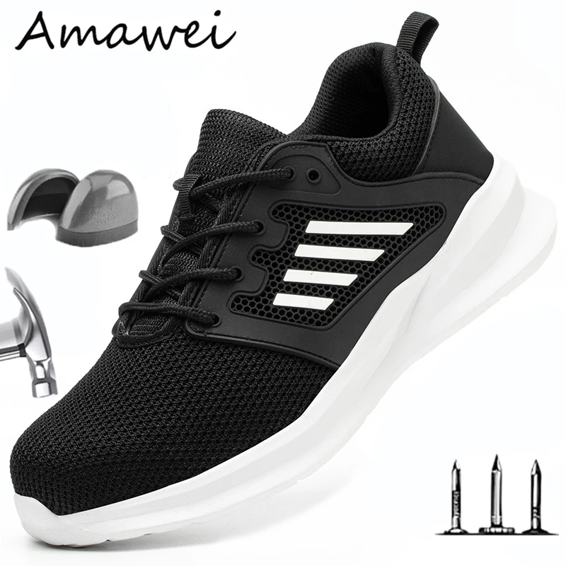 

Amawei New Men Women Boots Breathable Work Boots Anti-smashing With Steel Toe Cap Indestructible Safety Shoes Work Shoes F101