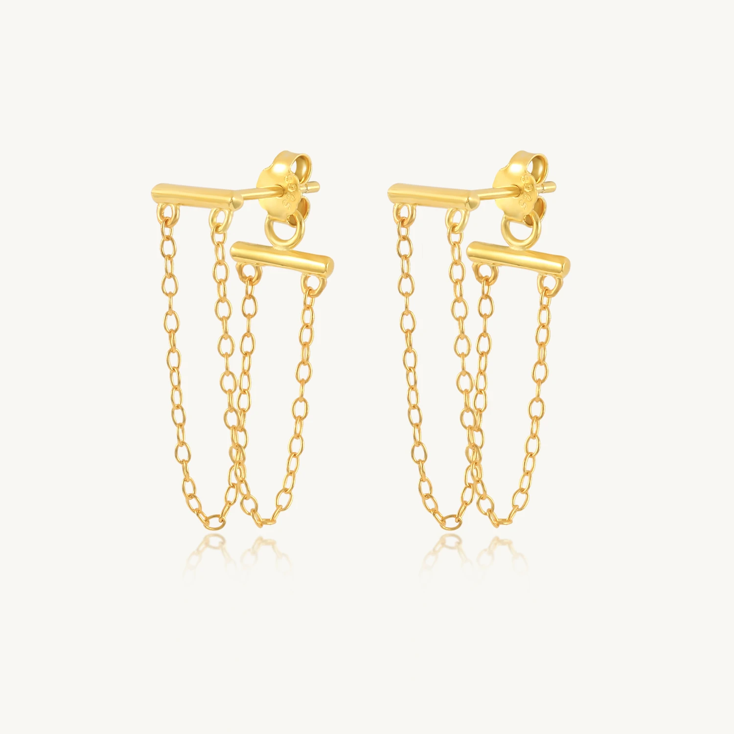 

CANNER Two Double Chains Earrings For Women 925 Sterling Silver Piercing Stud Earrings 2022 Pendiente Plata Wedding Gift Jewelry