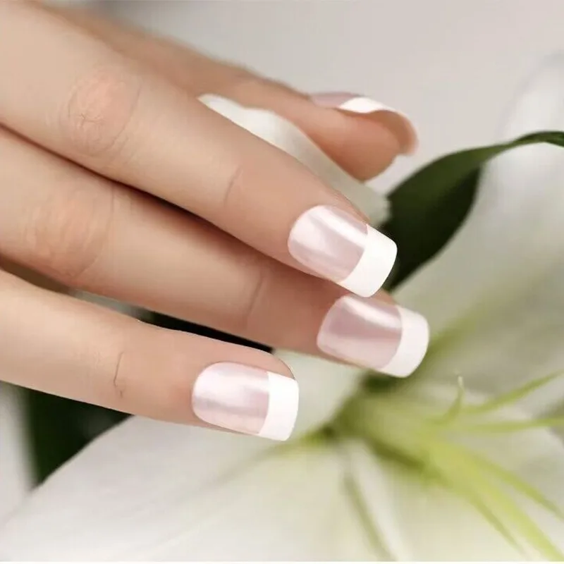 24 шт. Простой набор для дизайна ногтей полный девочек подвески короткие белые