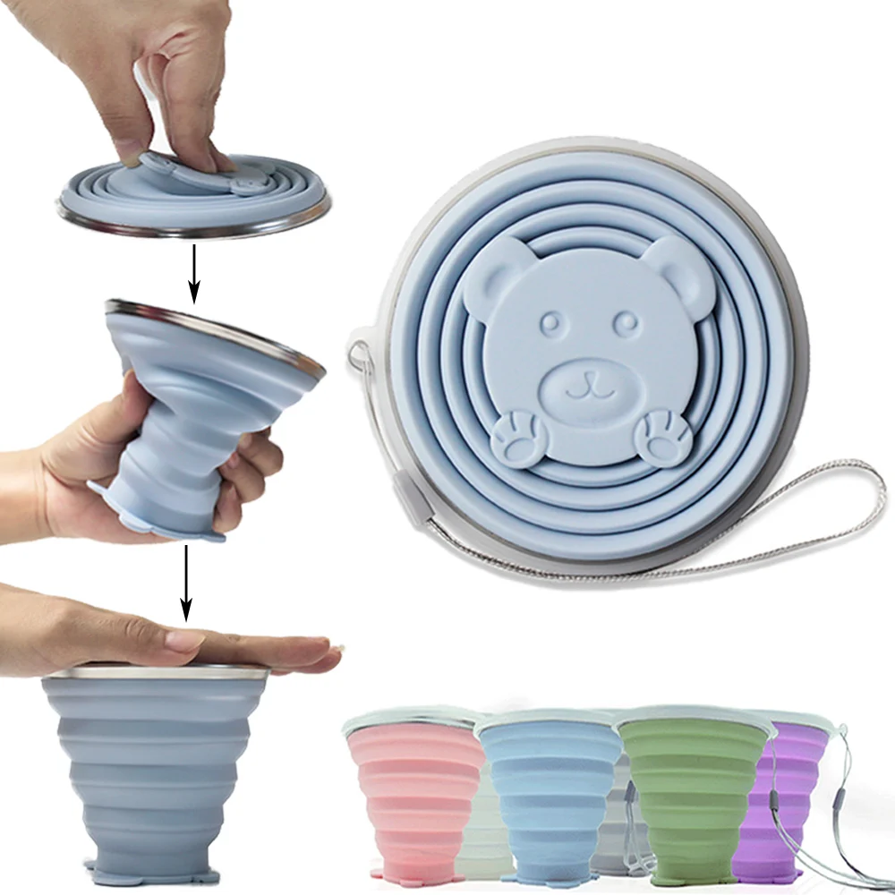 

Folding Cup Foldable Collapsible Telescopic Silicone Water Bottle Outdoor Travel Children Cups Teacups Ware Jug Drink Water Copa