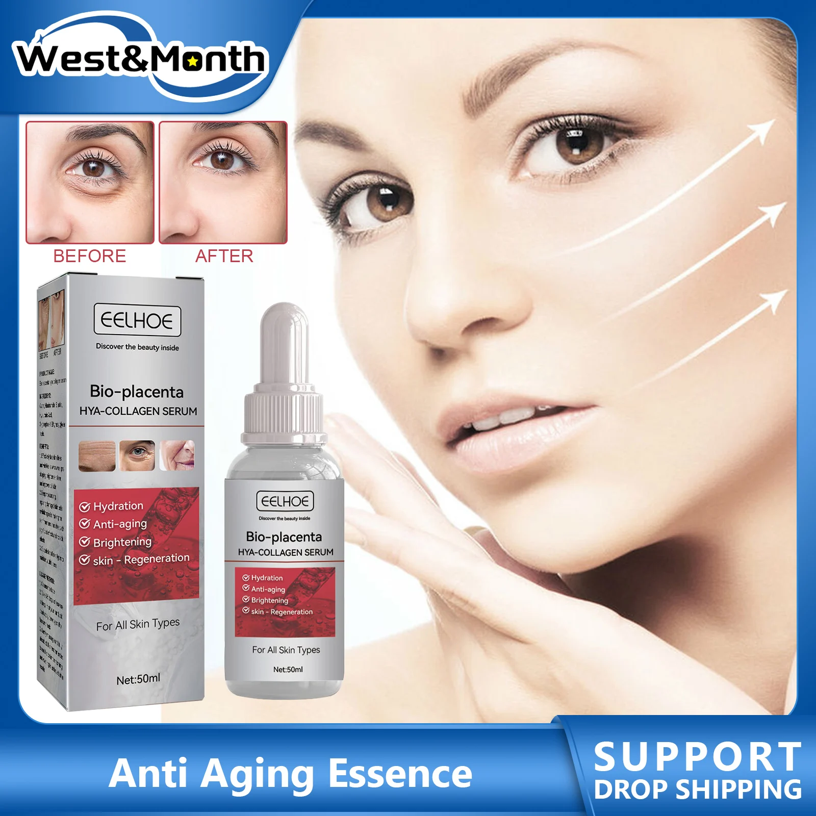 

Anti Aging Face Serum Wrinkle Remover Deep Moisturizing Shrinking Pore Whitening Tightening Nourish Skin Hyaluronic Acid Essence