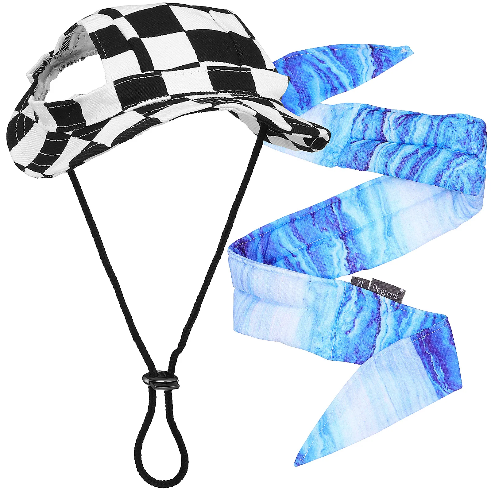 

Dog Sun Hat and Scarf Set Puppy Bucket Hat with Two Ear Holes Cooling Neck Scarf Set for Summer