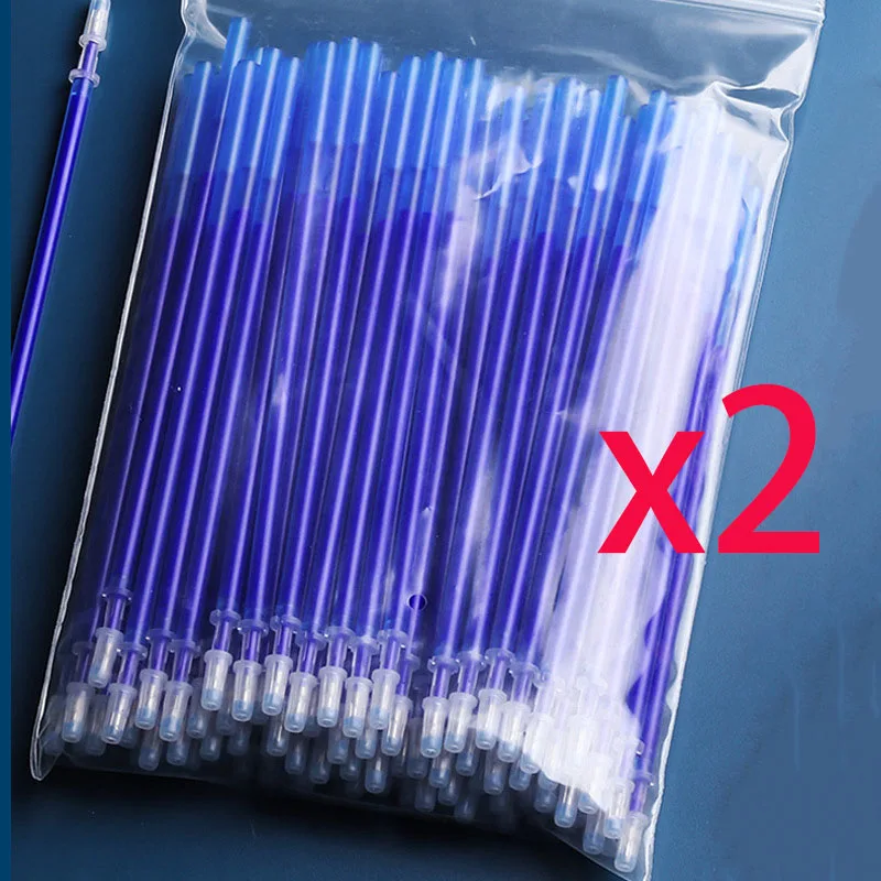 

200 шт./компл., волшебная стираемая ручка, синие, черные чернила, 0,5 мм, стираемые гелевые ручки, наполнитель, моющаяся ручка для школьного письма