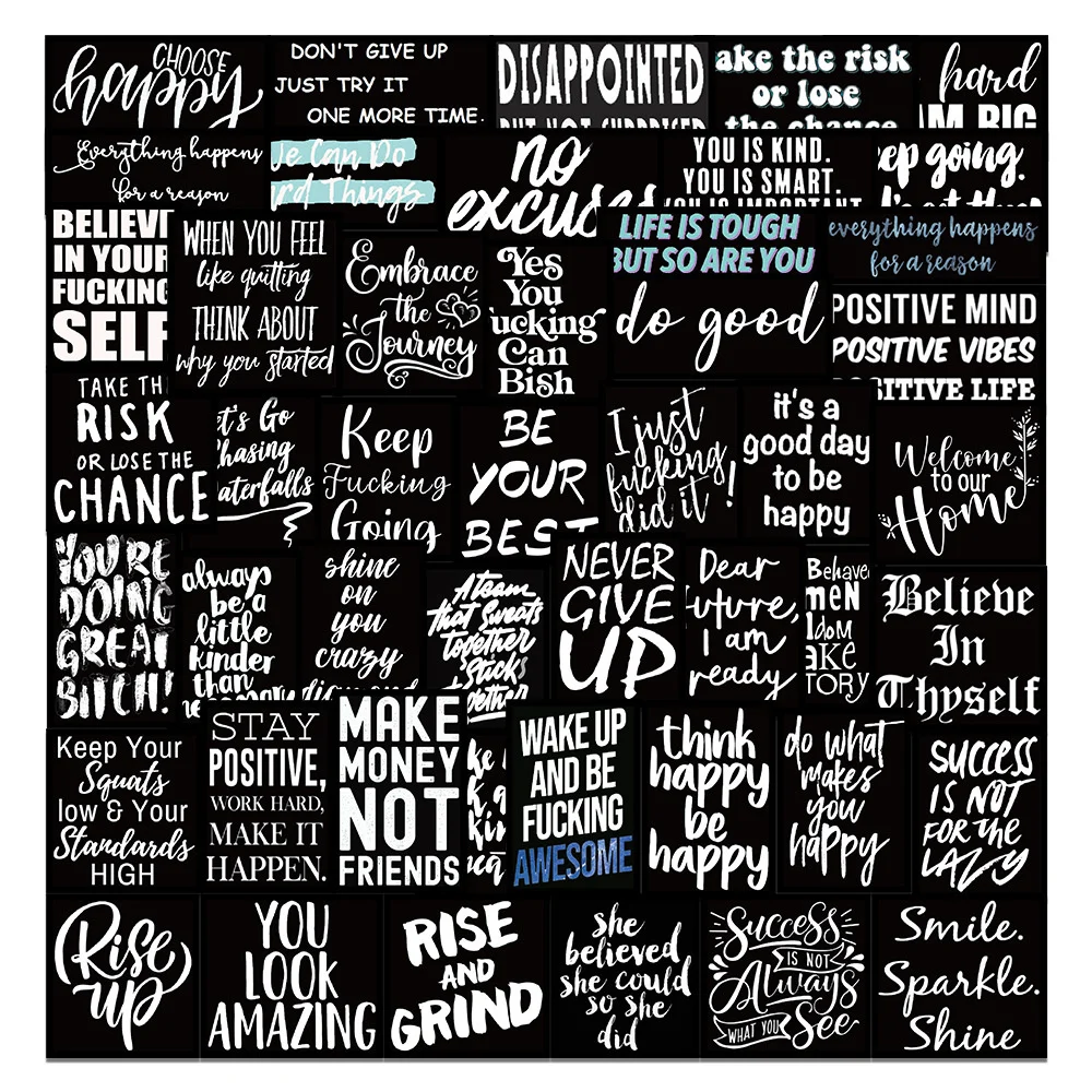 

10/30/50 шт. черные фоны вдохновляющие тексты граффити водостойкие стикеры индивидуальные креативные наклейки украшения оптом