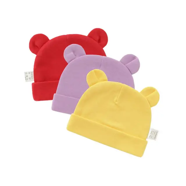 Cute Cartoon Bear Ear Baby Hat Winter Warm Kids Beanie Cotton Soft Elastic Baby Cap For Girl Boy Hats Infant Toddler Cap Bonnet 4