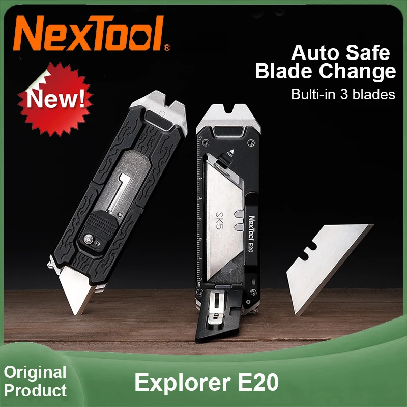Фото Многофункциональный инструмент NexTool Explorer E20 8-в-1: выдвижной нож-резак с быстрой сменой лезвий, 3 сменных лезвия, мини-инструменты EDC №2