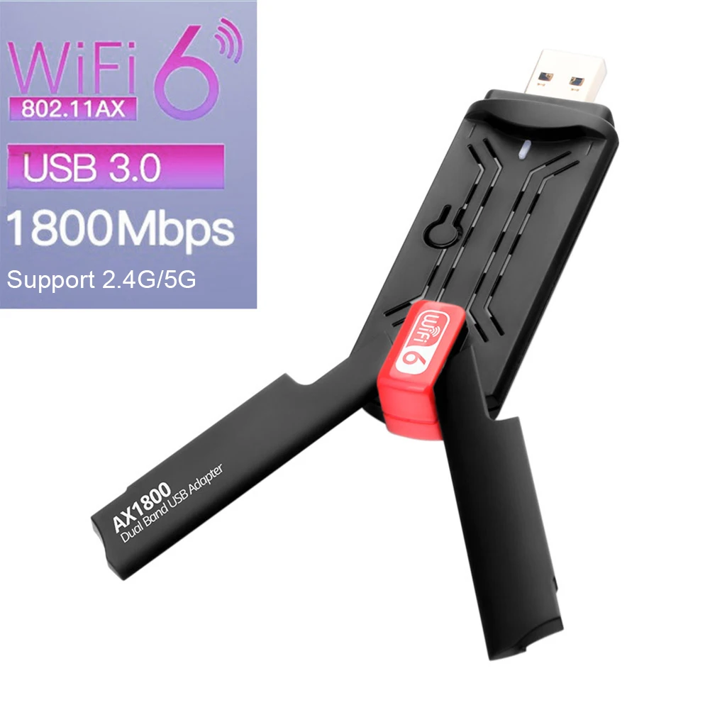

2.4GHz 5GHz Wireless Network Card Dual Band USB 3.0 Wireless Receiver 1800Mbps Wireless Receiver Dongle with Antenna for Desktop
