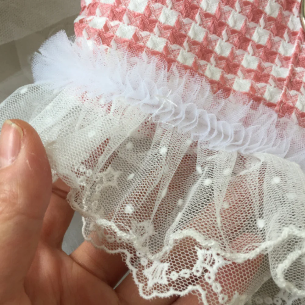 Клетчатая нагрудная одежда для домашних животных Милая Кружевная тянущаяся