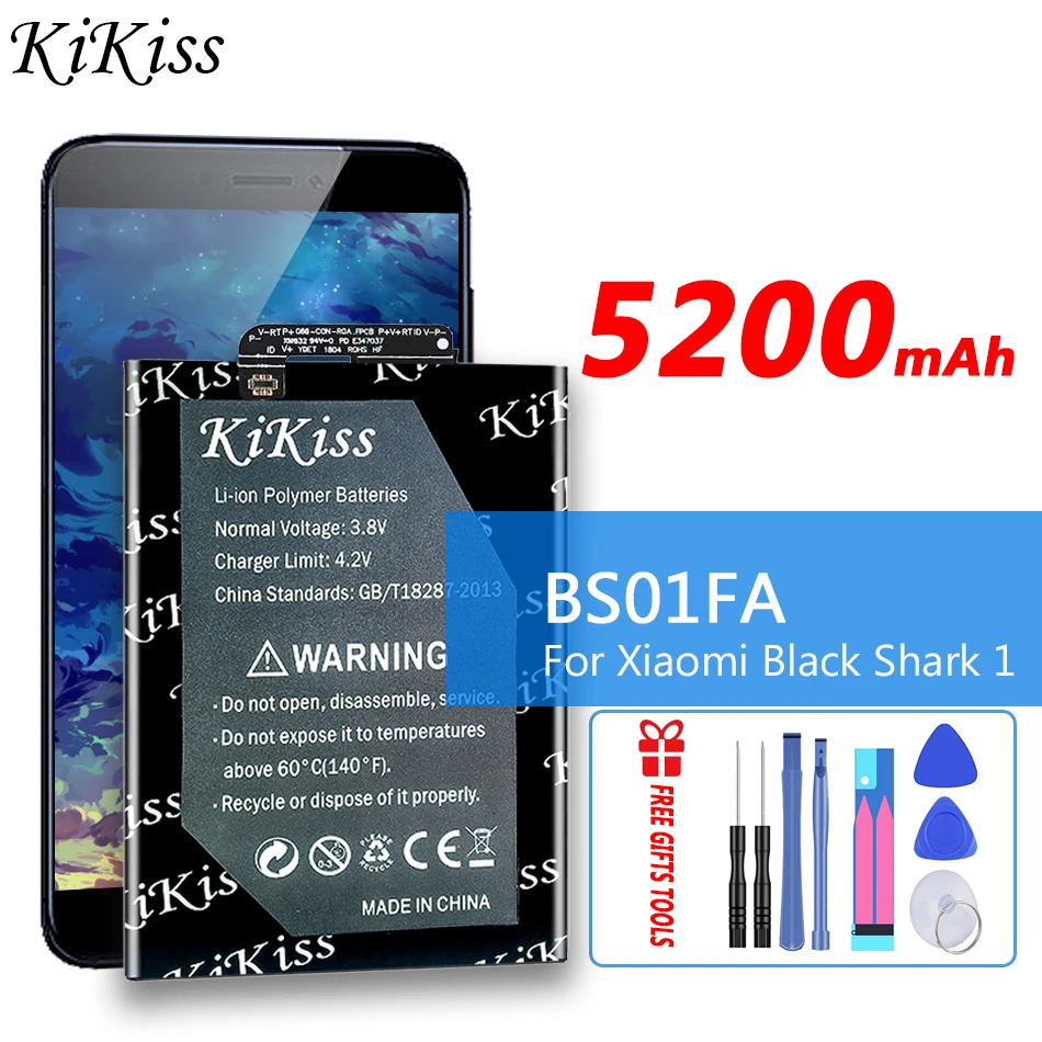 

Аккумулятор большой емкости KiKiss 5200 мАч BS01FA для Xiaomi Black Shark 1/ BlackShark с двумя SIM-картами