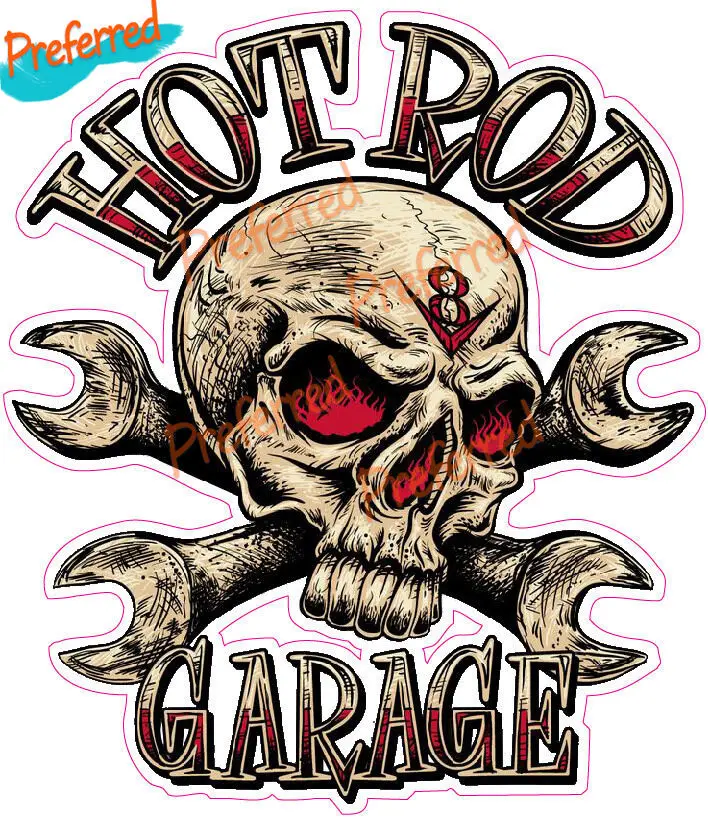 

Hotrod наклейка с черепом в гараже для всех ваших автомобилей Мотокросс грузовик окно бампер багажник задний топливный бак высеченный водонеп...