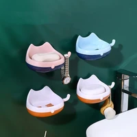 cat cartoon soap stand kitchen free perforation wall mounted drain suction cup soap rack household soap dish lucky cat suction