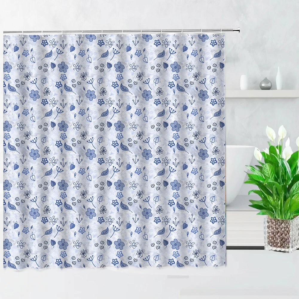 "Geometric Floral Cloth Shower Curtain Old Fashioned Design Shapes ...