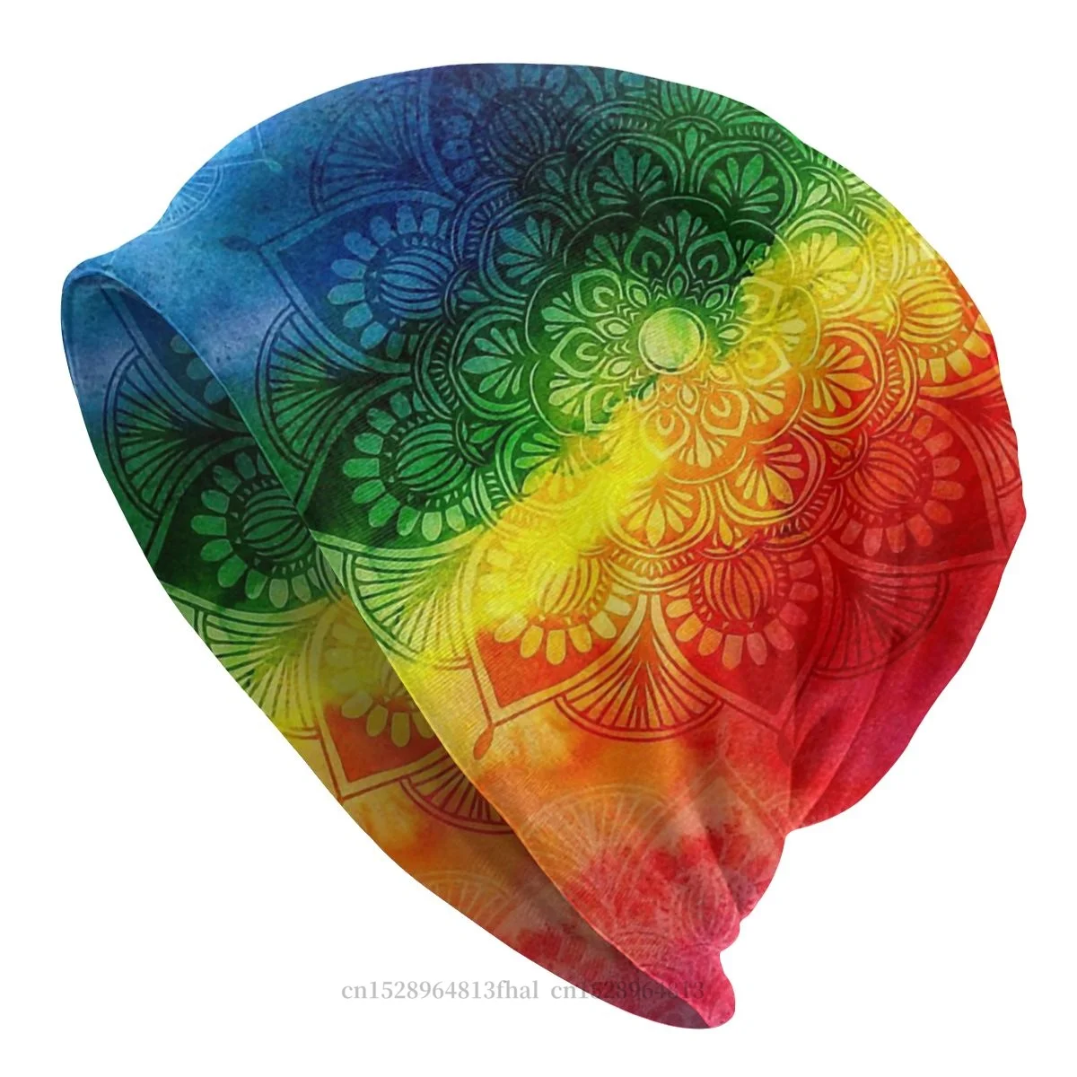 

Bohemian Skullies Beanies Caps Pride Rainbow Watercolor Mandala Hat Winter Warm Bonnet Hats Men Women's Hip Hop Ski Cap
