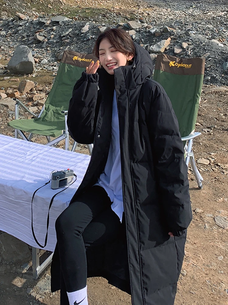 AOSSVIAO New Solid Color Long Straight Winter Coat Casual Women Parkas Clothes Hooded Stylish Winter Jacket Female Outerwear