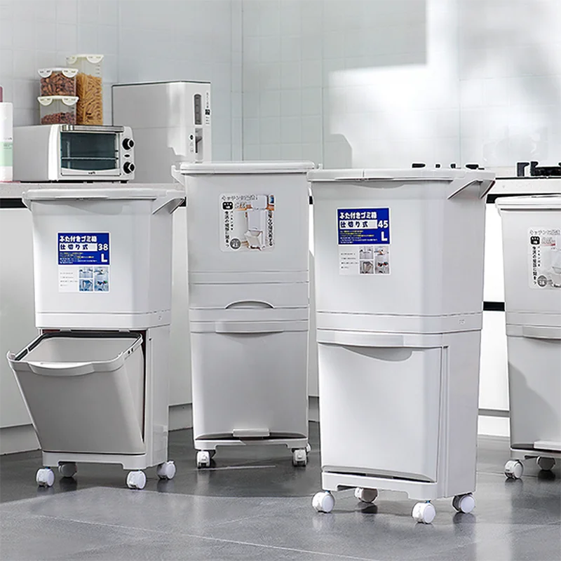 

Plastic Nordic Big Trash Can Wheel Lid Outdoor Garden Kitchen Office Trash Can Design Fashion Bote De Basura Household Cleaning