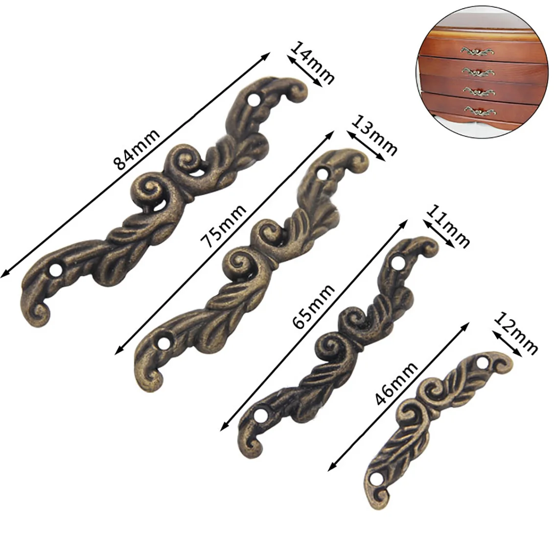 

2Pcs European Vintage Handle Classical Zinc Alloy Handle Gift Box Drawer Jewelry Box Furniture Hardware Accessories