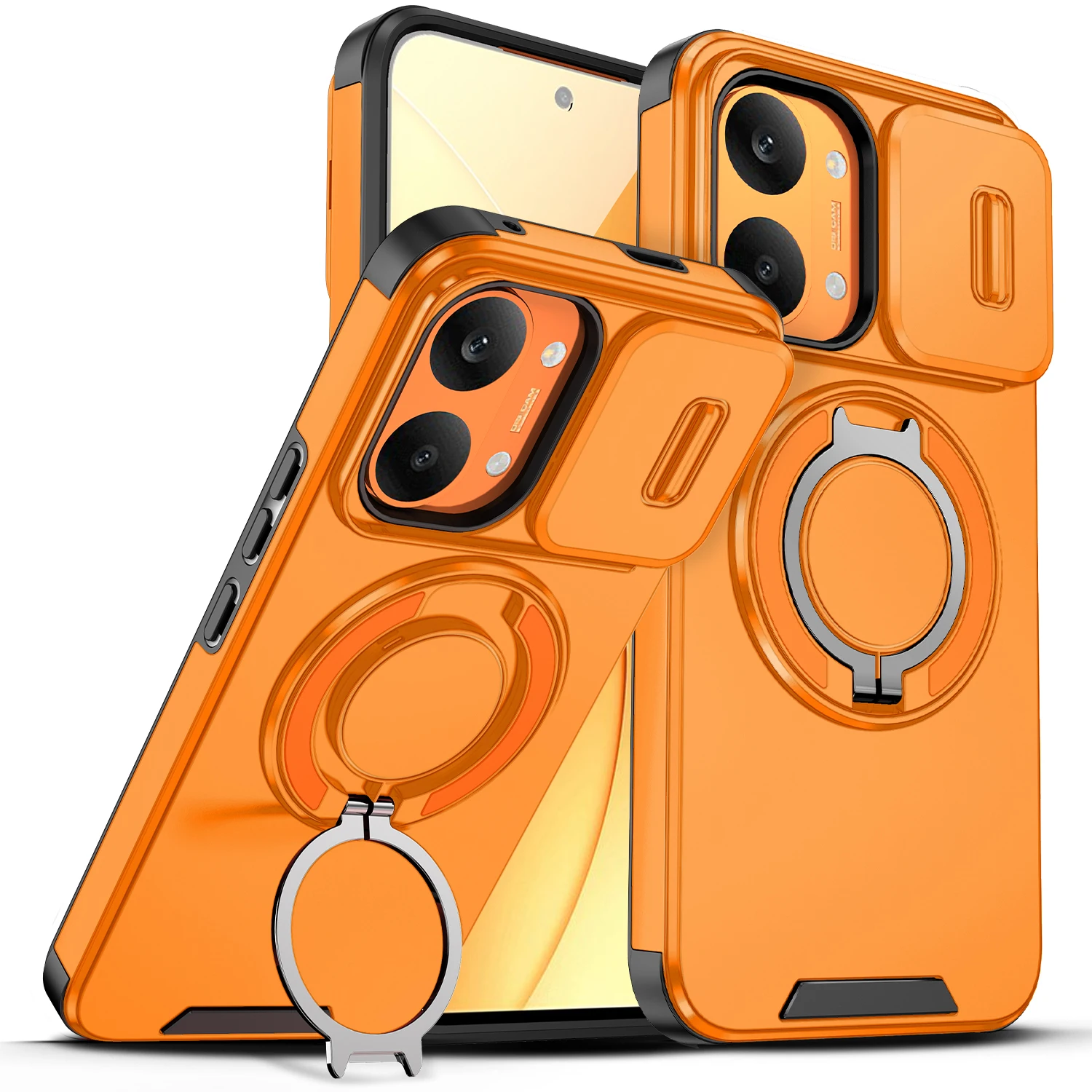 Фото Чехол для Redmi Turbo 5 Max 5G, противоударный, с защитой камеры, 360-градусная защита °   Вращающаяся подставка-кольцо №3