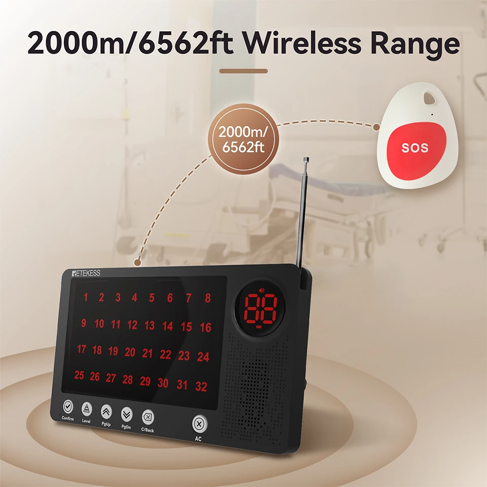 Пейджер Retekess для сиделки аварийная система SOS медицинская оповещения TH108