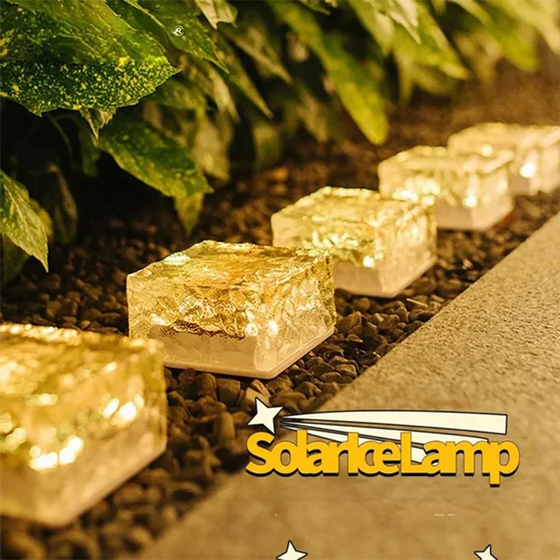 

Solar Led Ice Cube Brick Lights Outdoor 4 LED Waterproof Stair Step Paver Lamp Yard Patio Lawn Garden Decoration Light