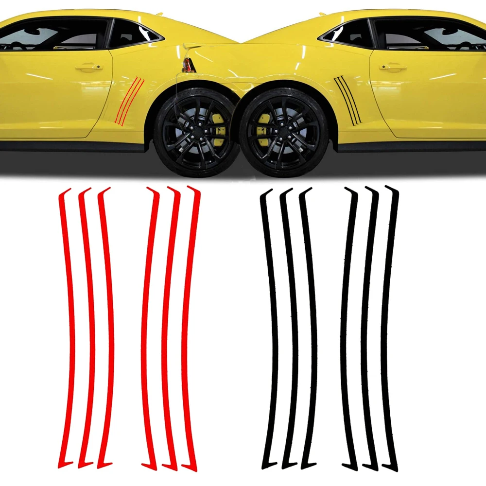 

6 шт. самоклеящиеся виниловые вставки на вентиляционное отверстие, наклейки в полоску, инкрустированные наклейки для Chevy Camaro SS RS LS 2010-2015, внеш...
