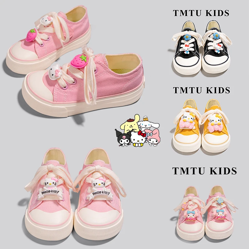 

Kawaii Sanrio Hello Kitty Canvas Shoe Anime Cartoon Pompompurin Girl Children Low Sneakers Cute Ventilate Leisure Children Shoes
