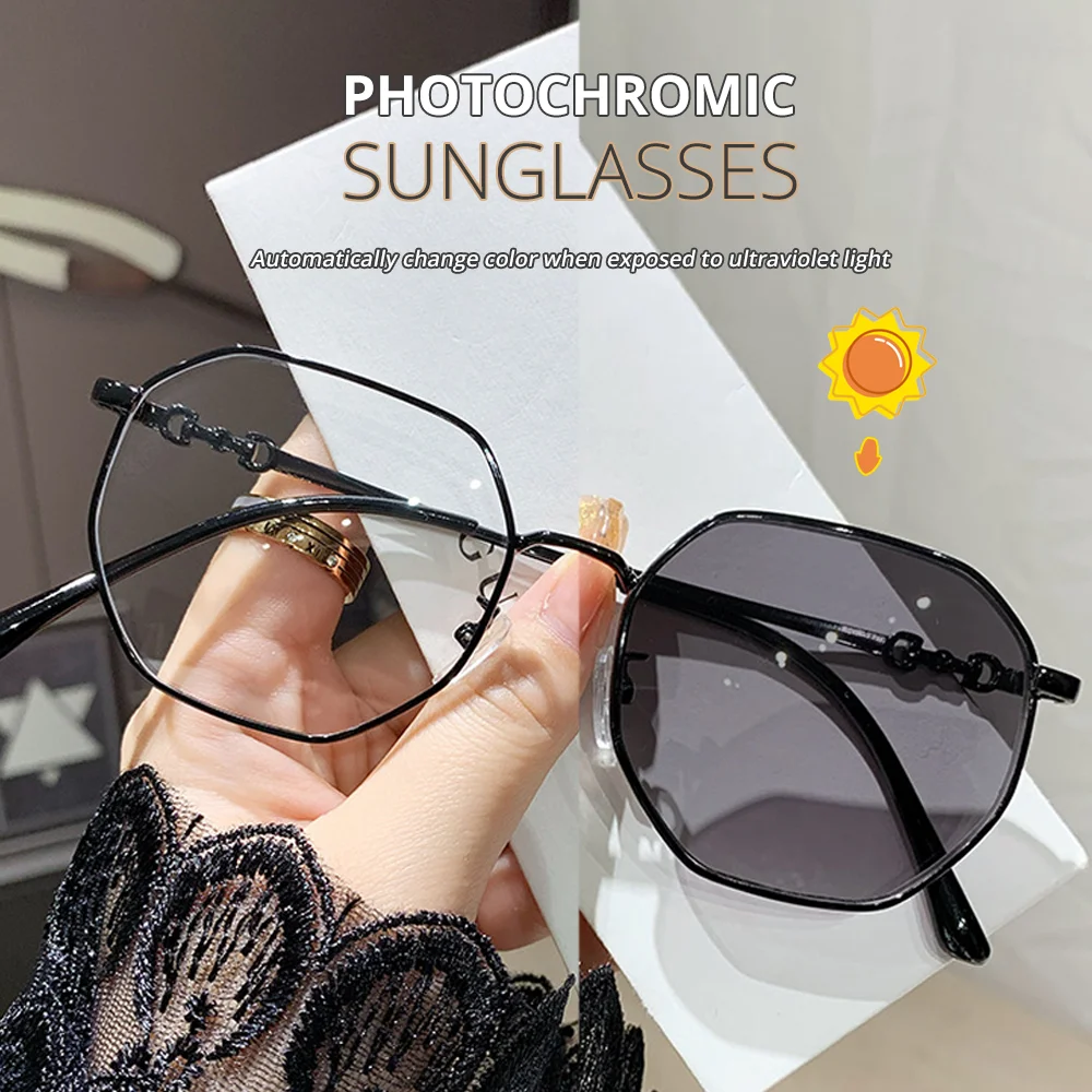 Фотохромные солнцезащитные очки для близорукости женские коричневые серые UV400